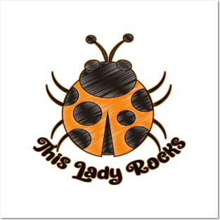 Cute Ladybug Design - This Lady Rocks Posters and Art